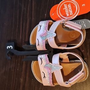 Unicorn Sparkle Velcro Sandals Sz 3 NWTs